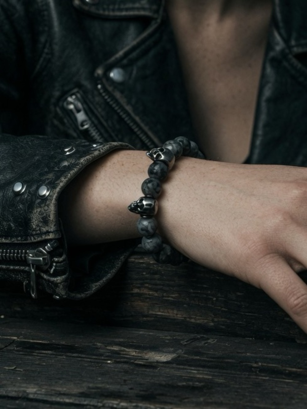 Labradorite and Stainless Steel Skill Charms Bracelet, Size 5.5